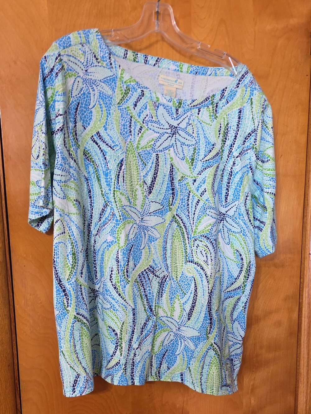 Lightweight Blue & Green Printed Women's Top